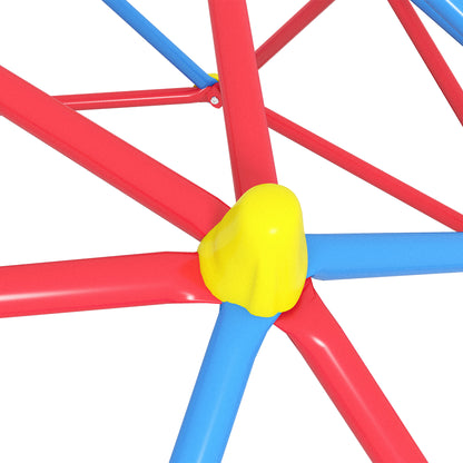 Climbing Dome Geometric Climbing Structure Playground for 3-8 Year Olds with UV-Resistant Metal Frame Load 180 kg for Garden Patio Ø183x90 cm Red and Blue