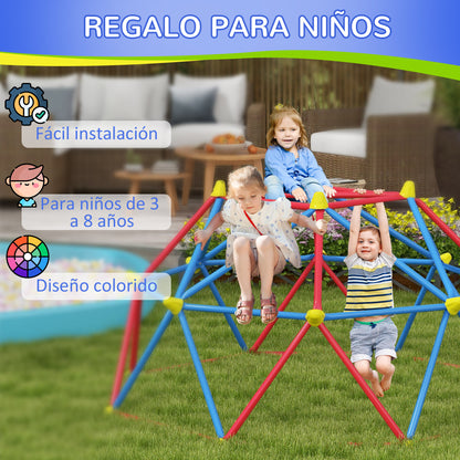 Climbing Dome Geometric Climbing Structure Playground for 3-8 Year Olds with UV-Resistant Metal Frame Load 180 kg for Garden Patio Ø183x90 cm Red and Blue