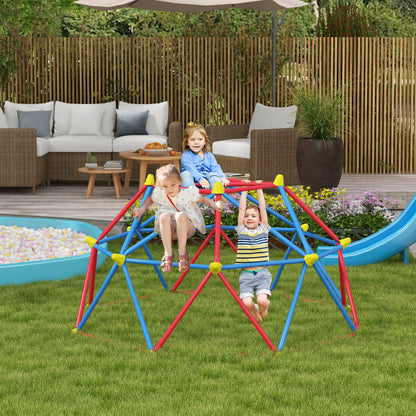 Climbing Dome Geometric Climbing Structure Playground for 3-8 Year Olds with UV-Resistant Metal Frame Load 180 kg for Garden Patio Ø183x90 cm Red and Blue