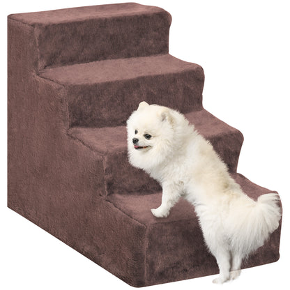 4-Step Pet Stairs with Removable and Washable Cover for Bed Sofa 60x35x44 cm Brown