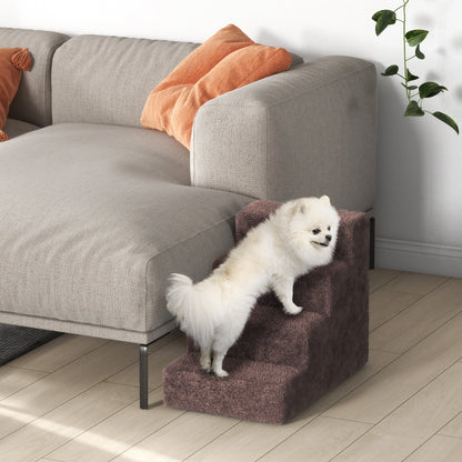 4-Step Pet Stairs with Removable and Washable Cover for Bed Sofa 60x35x44 cm Brown