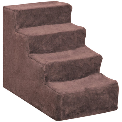 4-Step Pet Stairs with Removable and Washable Cover for Bed Sofa 60x35x44 cm Brown