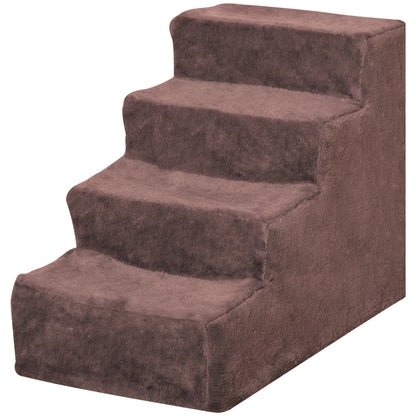 4-Step Pet Stairs with Removable and Washable Cover for Bed Sofa 60x35x44 cm Brown