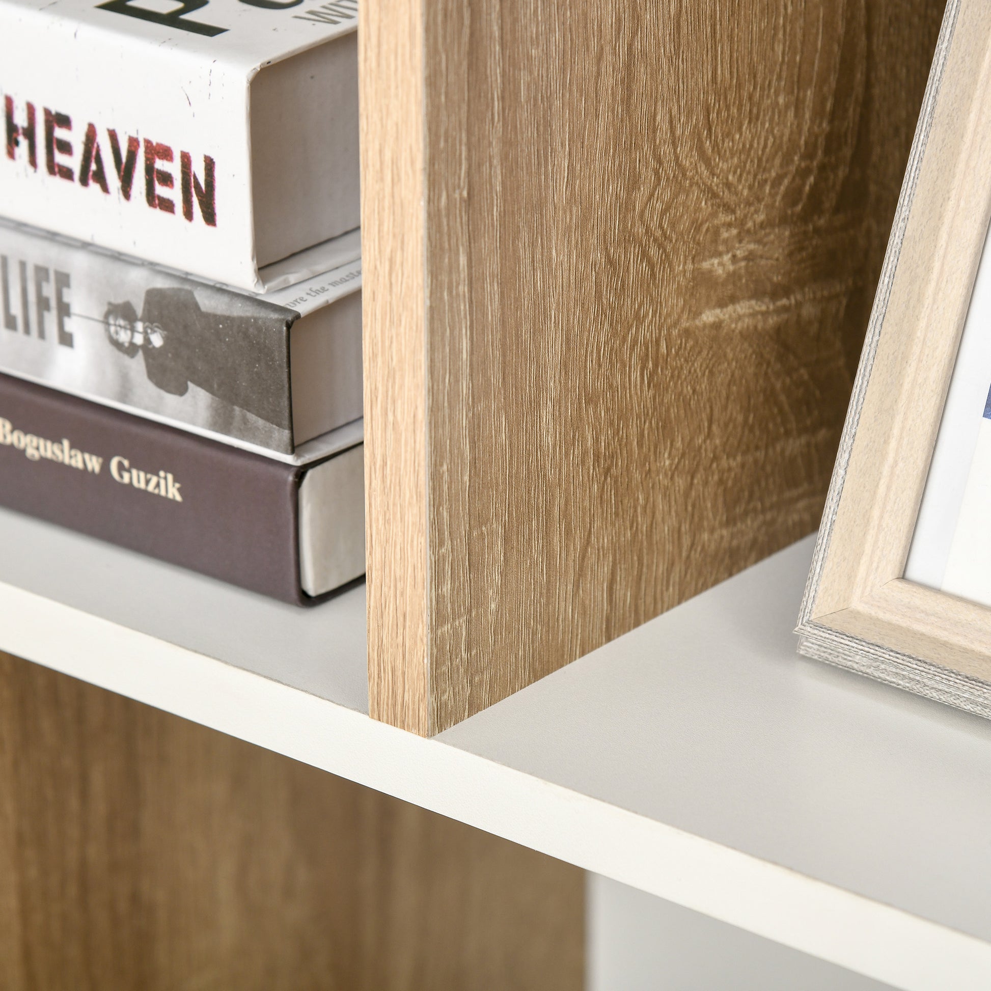 8-Tier Mobile Bookcase for Living Room and Bedroom, Modern Chipboard Bookshelf, 100x24x124 cm, White and Oak