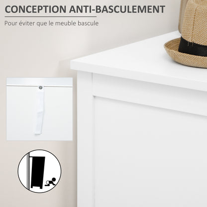 Shoe Cabinet Entryway Storage Cabinet with 2 Cane Effect Doors Drawer - 80 x 35 x 110 cm - White