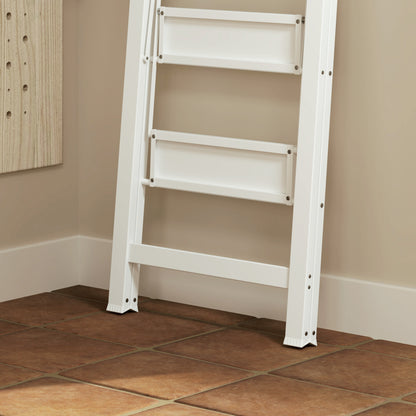 Step Ladder Stepladder with 3 Steps Anti-Slip Folding Step Stool with Handle up to 150 kg Capacity Lightweight Aluminum Ladder 66.3 x 41.5 x 104.6 cm White
