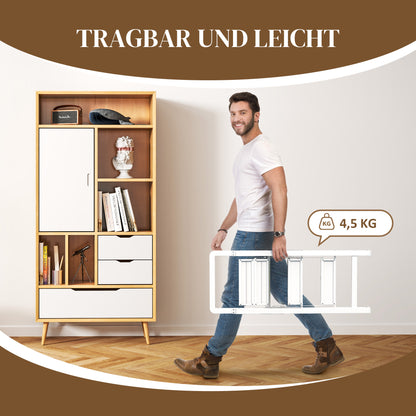 Step Ladder Stepladder with 3 Steps Anti-Slip Folding Step Stool with Handle up to 150 kg Capacity Lightweight Aluminum Ladder 66.3 x 41.5 x 104.6 cm White