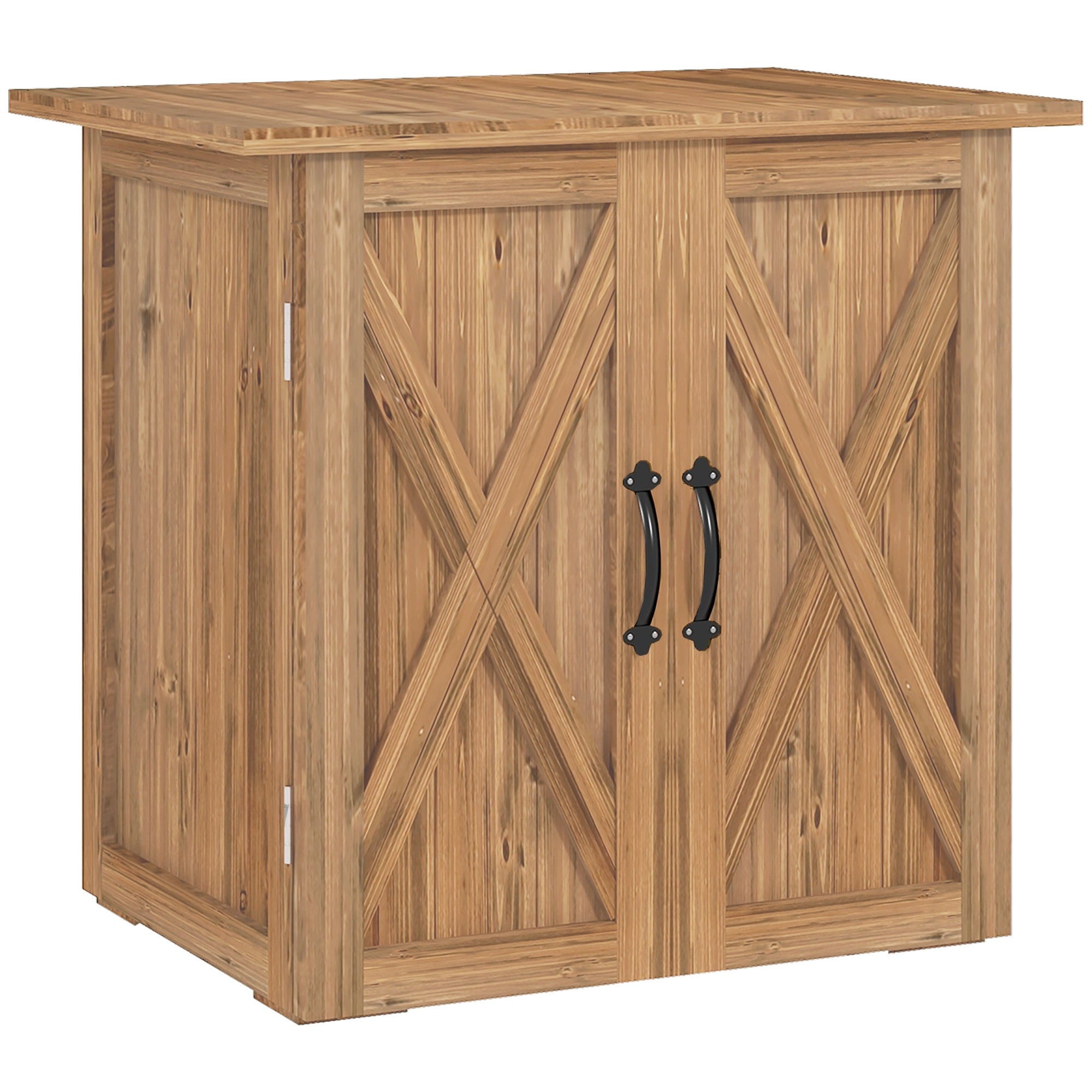Wooden Garden Shed, Wood Tool Storage Cabinet, Outdoor Weatherproof Tool Shed, Tool Shed with Double Doors, Multi-Purpose Cabinet for Garden, Balcony, 77 x 55 x 72 cm Brown