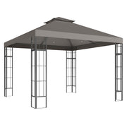 Pavilion with Double Roof, approx. 3x3m Water-Resistant Sturdy Winterproof Garden Pavilion with UV Protection Party Tent made of Metal, for Garden, Terrace, Dark Gray