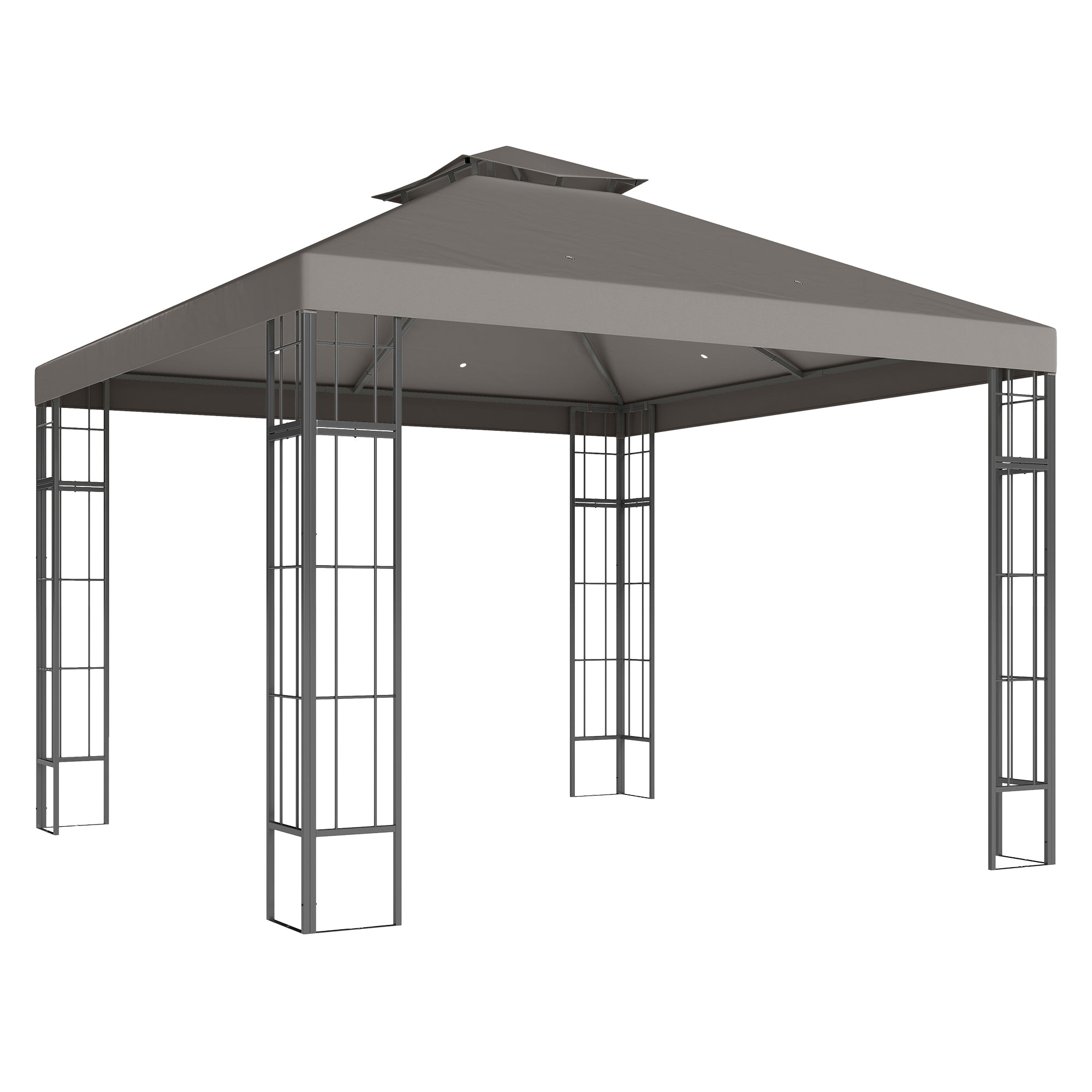 Pavilion with Double Roof, approx. 3x3m Water-Resistant Sturdy Winterproof Garden Pavilion with UV Protection Party Tent made of Metal, for Garden, Terrace, Dark Gray