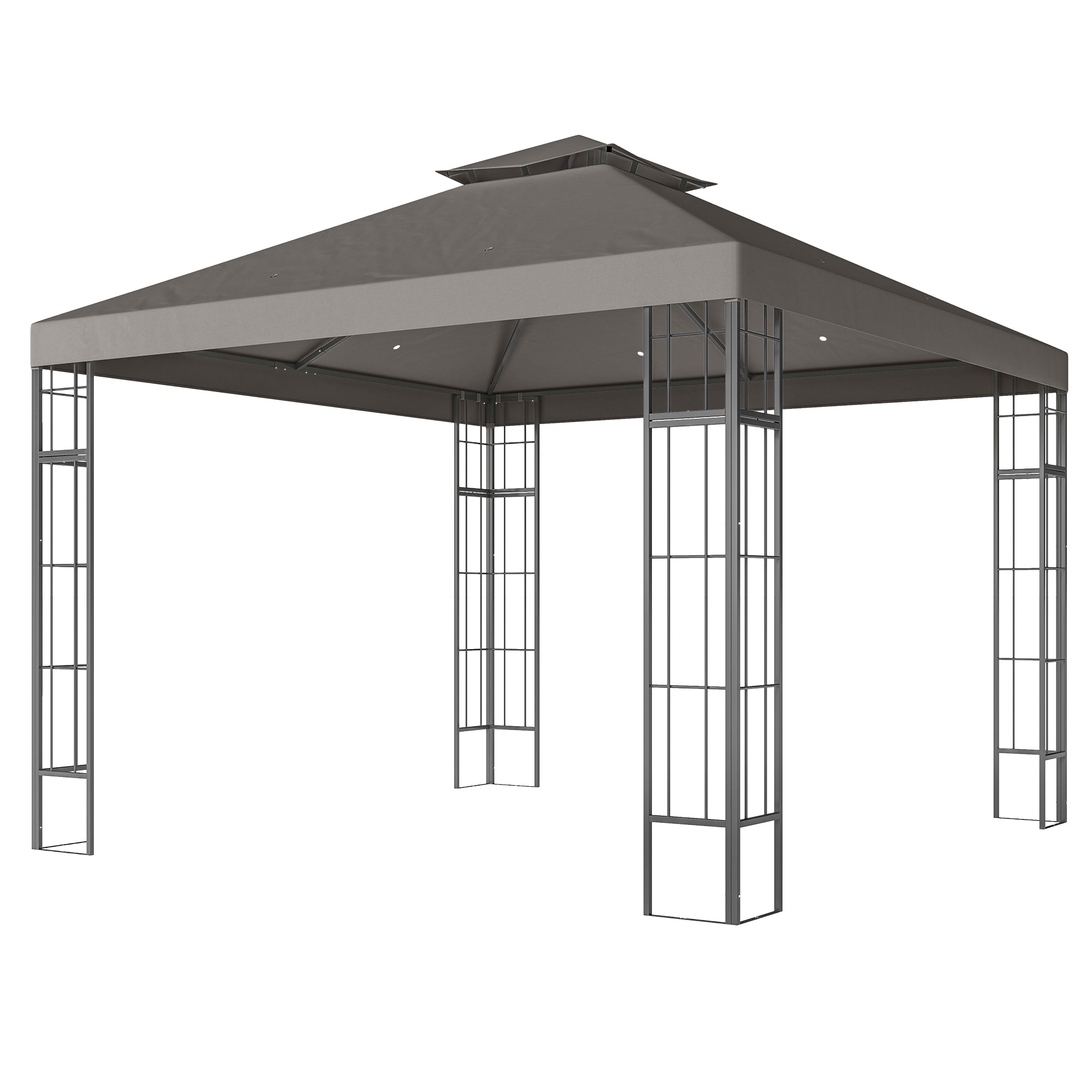 Pavilion with Double Roof, approx. 3x3m Water-Resistant Sturdy Winterproof Garden Pavilion with UV Protection Party Tent made of Metal, for Garden, Terrace, Dark Gray