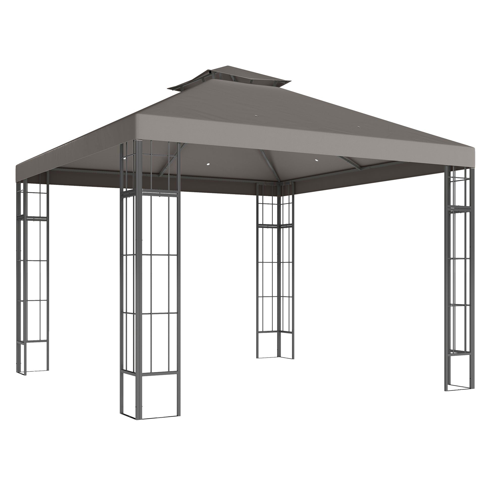 Pavilion with Double Roof, approx. 3x3m Water-Resistant Sturdy Winterproof Garden Pavilion with UV Protection Party Tent made of Metal, for Garden, Terrace, Dark Gray