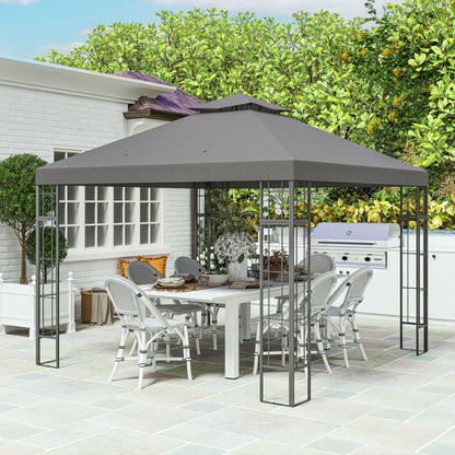 Pavilion with Double Roof, approx. 3x3m Water-Resistant Sturdy Winterproof Garden Pavilion with UV Protection Party Tent made of Metal, for Garden, Terrace, Dark Gray