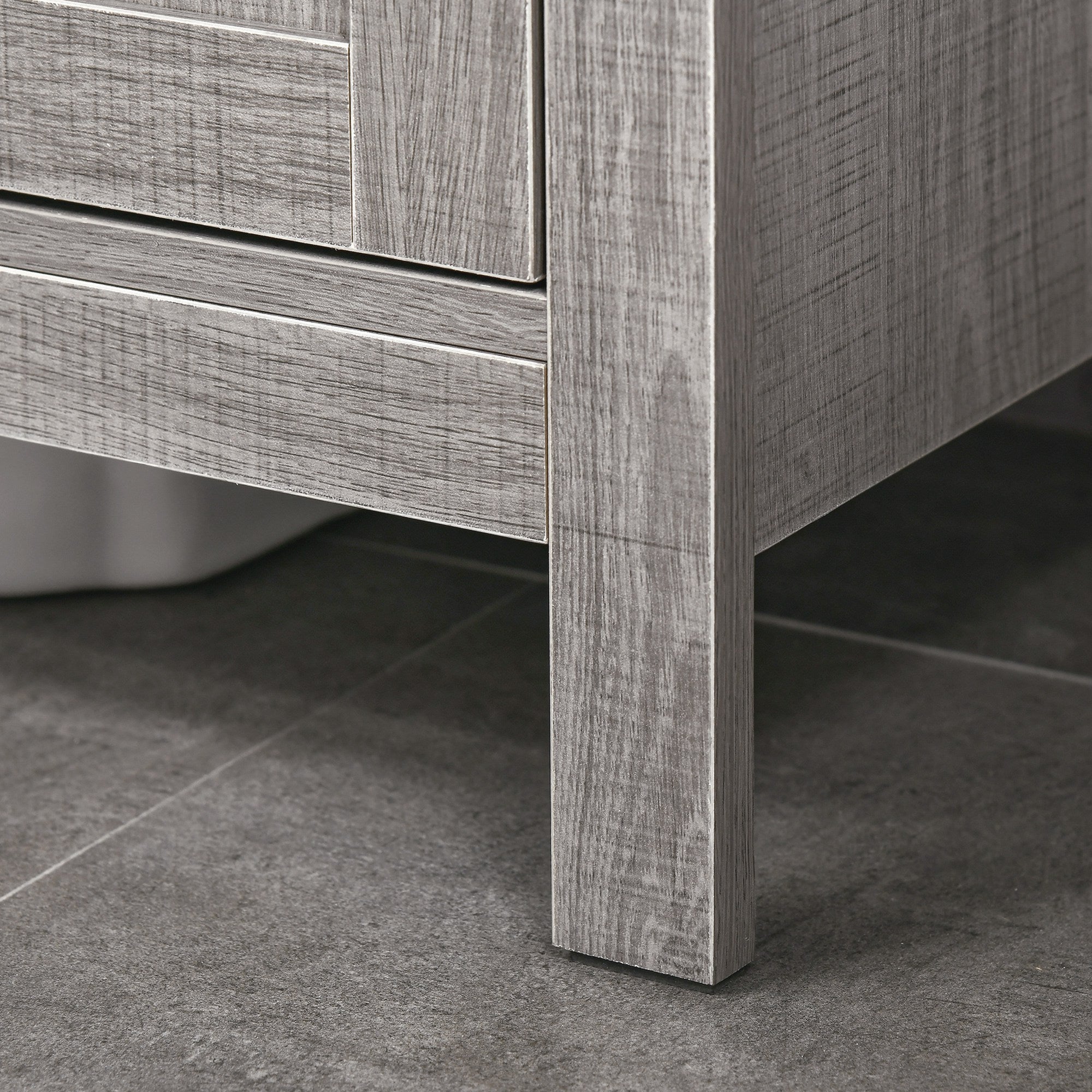 Under Sink Cabinet Wooden Floor Cabinet for Bathroom with 2 Doors and Open Shelf Modern Style 60x30x60 cm Grey