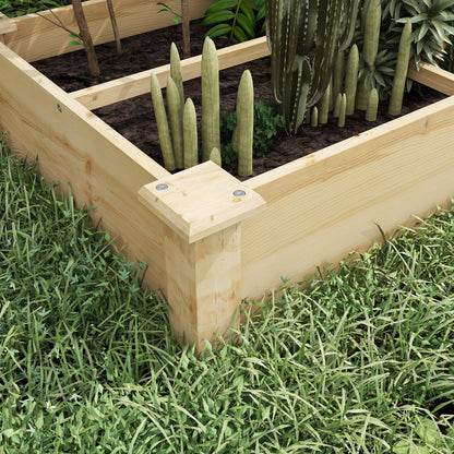 Wooden Raised Bed, Large Planter Box with 2 Compartments, Flower Box, Herb Bed, Vegetable Bed for Garden, Balcony, Natural, 237 x 60 x 25cm