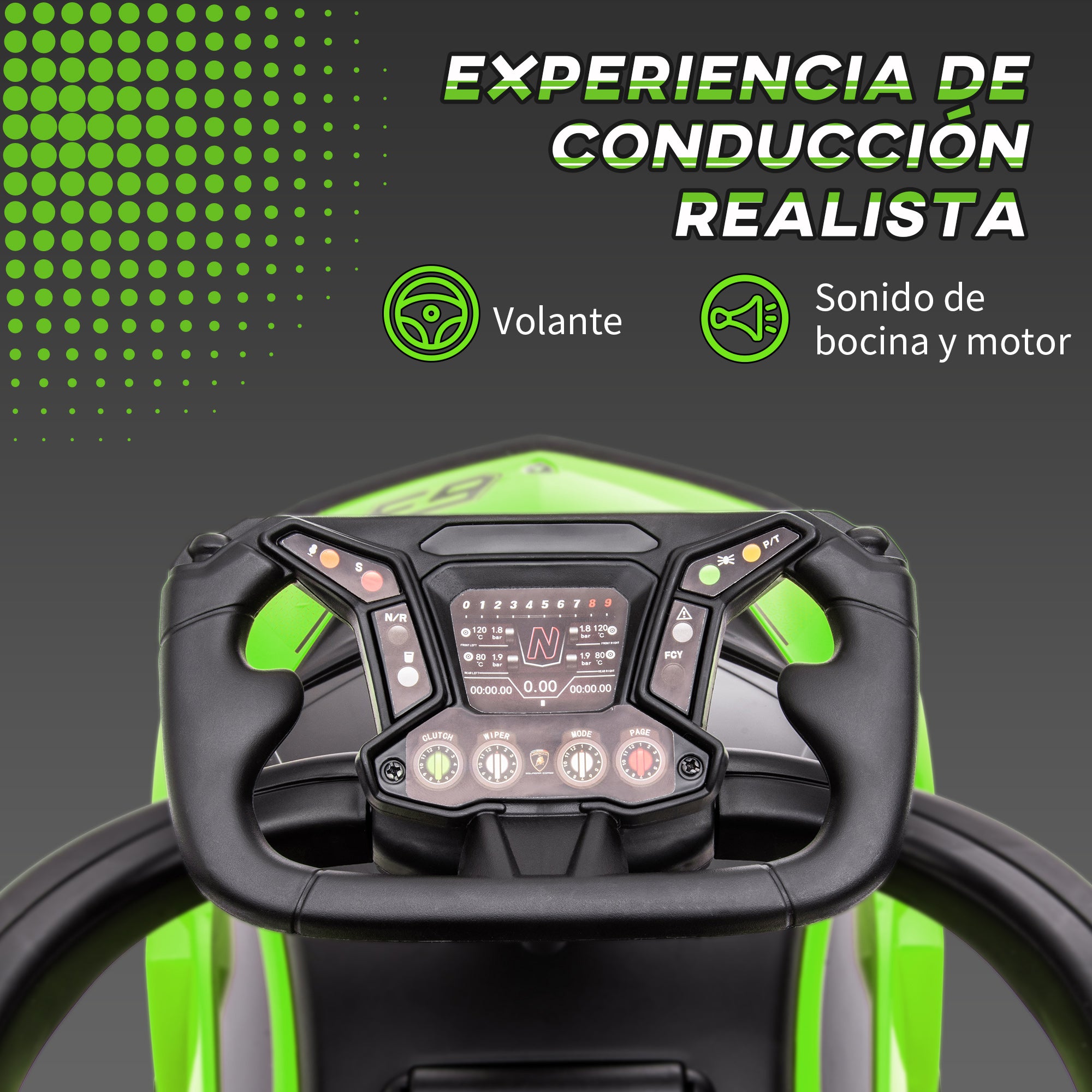2-in-1 Lamborghini Essenza SCV12 Ride-On Car for Kids 12-36 Months Push Walker with Horn Removable Push Handle and Safety Barrier 86.5x40x89.5 cm Green and Black