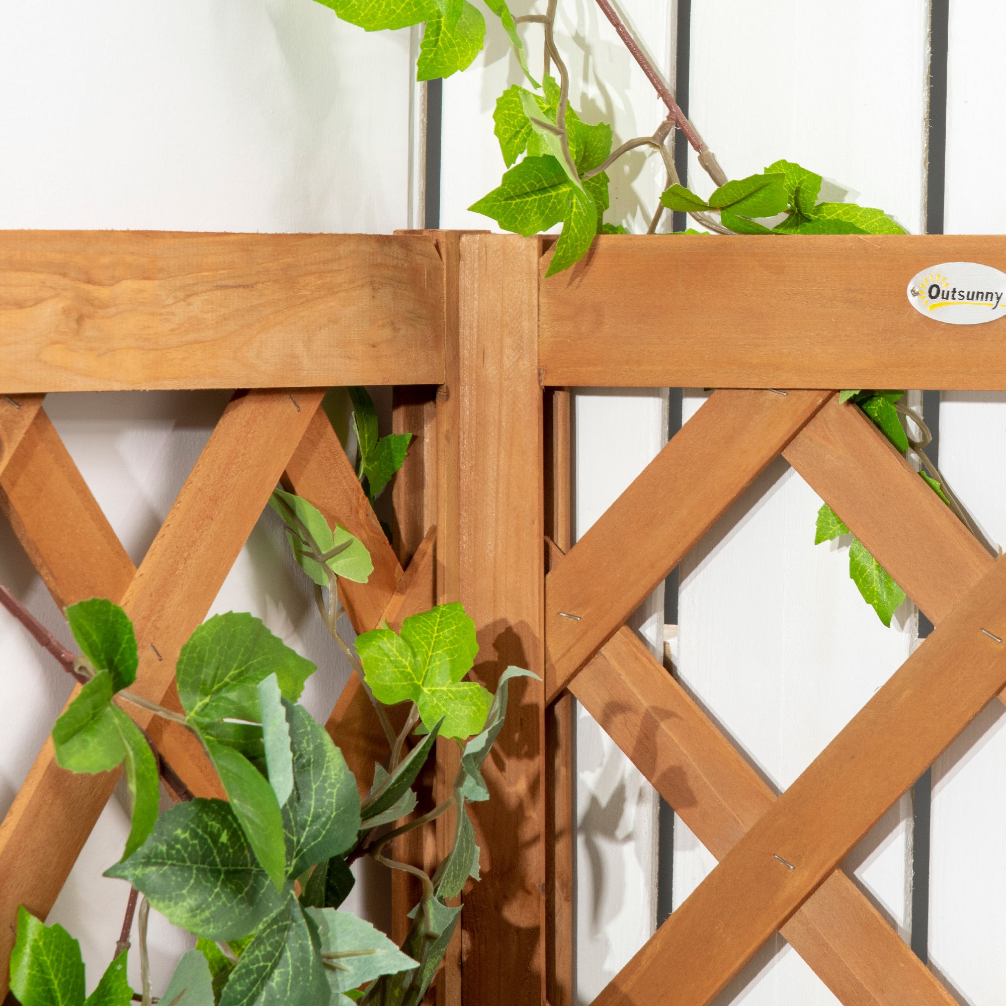 Planter with Wood Trellis Rectangular Planter Box for Climbing Plants Crops Flowers Outdoor Decoration Corner 15.7x15.7x57.1 inches Natural Wood