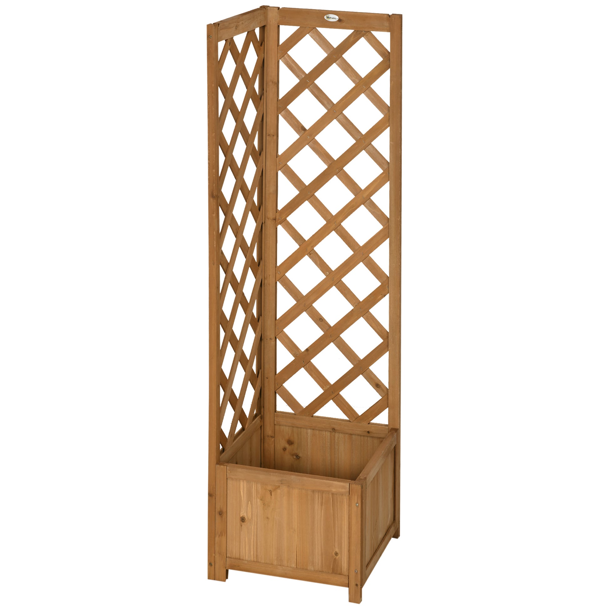 Planter with Wood Trellis Rectangular Planter Box for Climbing Plants Crops Flowers Outdoor Decoration Corner 15.7x15.7x57.1 inches Natural Wood
