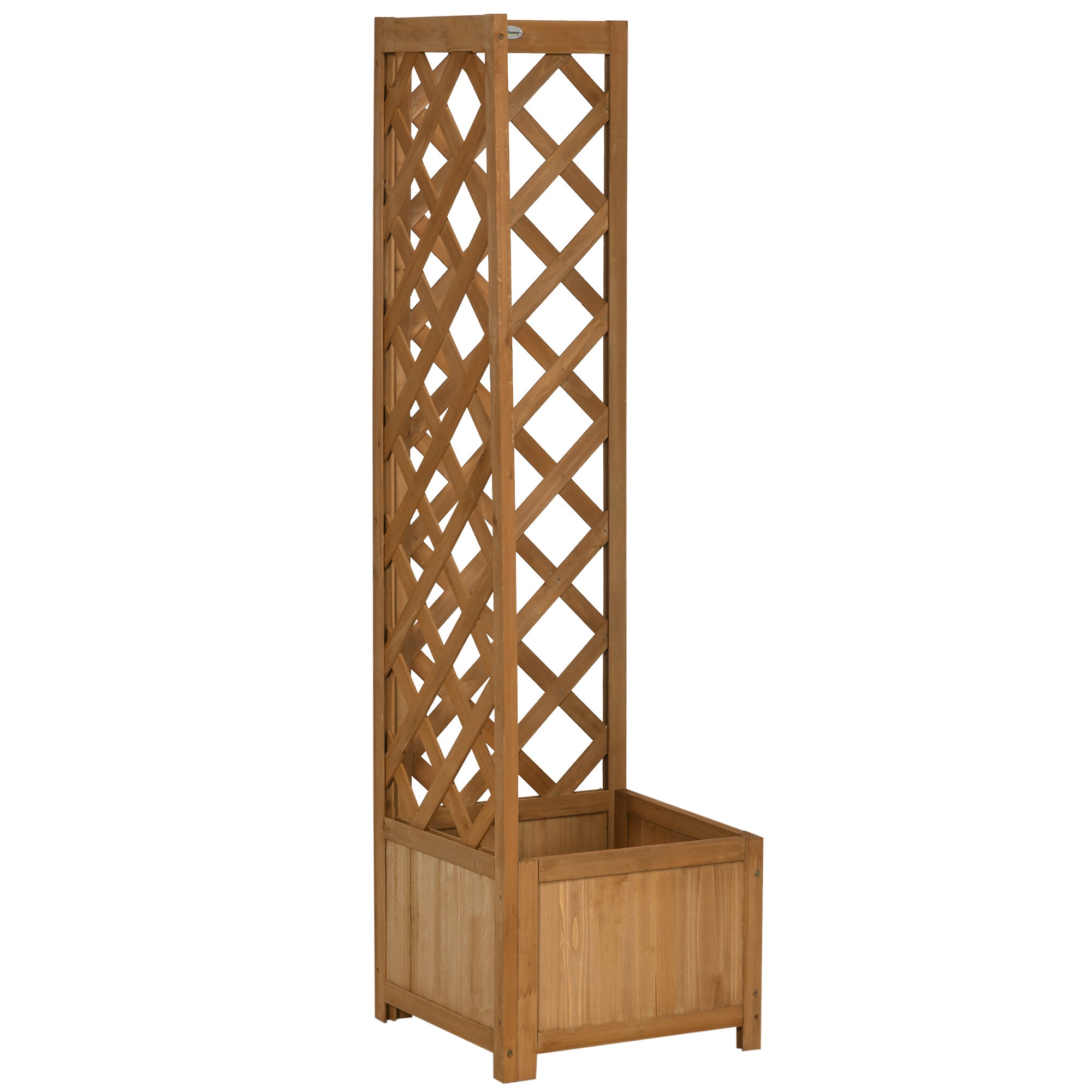 Planter with Wood Trellis Rectangular Planter Box for Climbing Plants Crops Flowers Outdoor Decoration Corner 15.7x15.7x57.1 inches Natural Wood