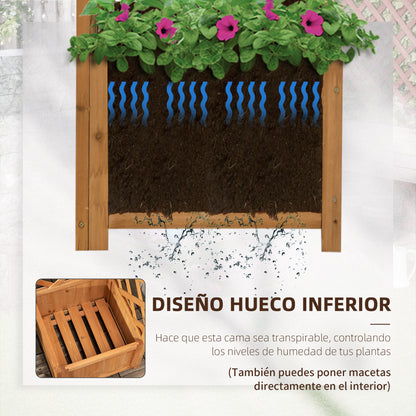Planter with Wood Trellis Rectangular Planter Box for Climbing Plants Crops Flowers Outdoor Decoration Corner 15.7x15.7x57.1 inches Natural Wood