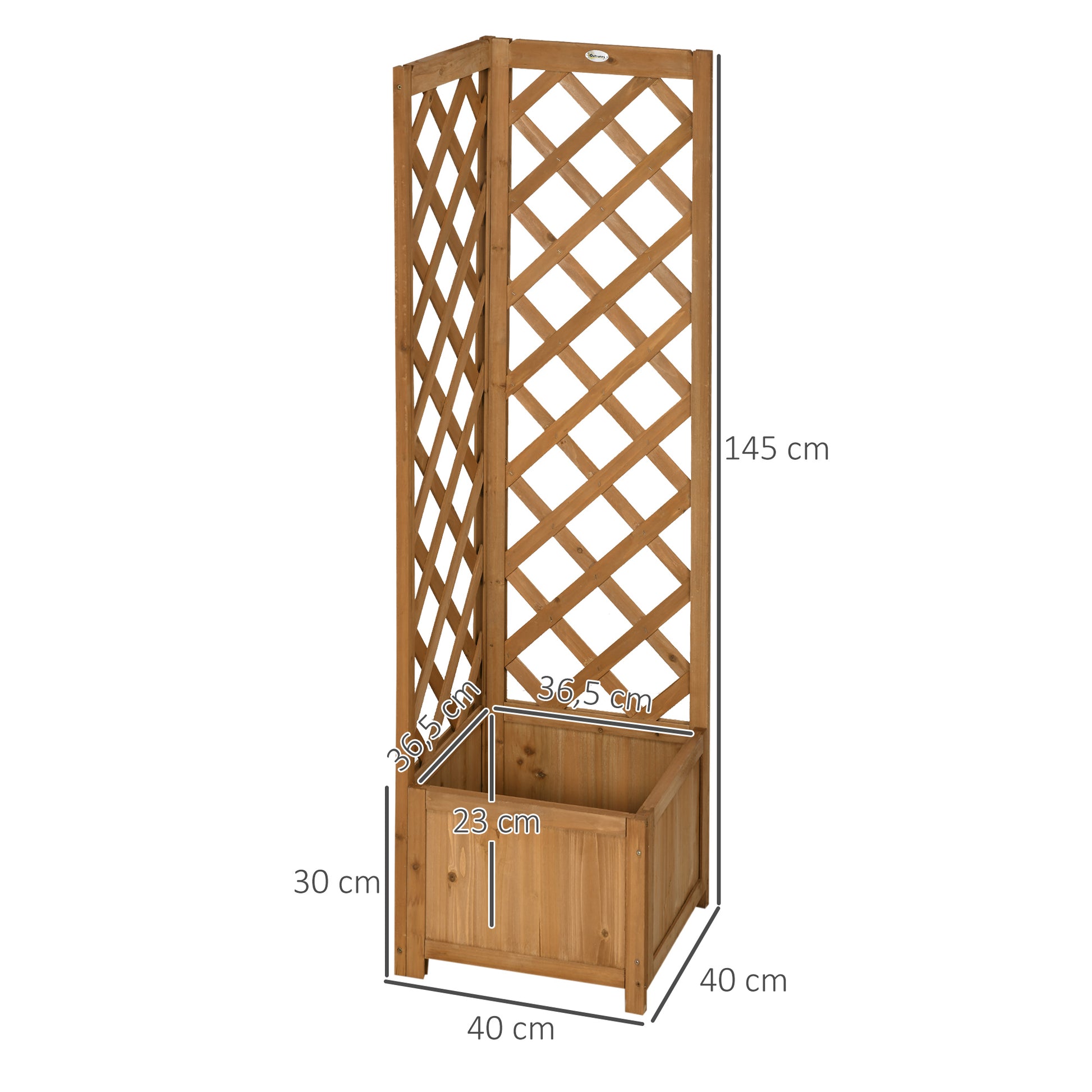 Planter with Wood Trellis Rectangular Planter Box for Climbing Plants Crops Flowers Outdoor Decoration Corner 15.7x15.7x57.1 inches Natural Wood