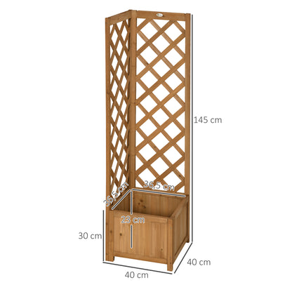 Planter with Wood Trellis Rectangular Planter Box for Climbing Plants Crops Flowers Outdoor Decoration Corner 15.7x15.7x57.1 inches Natural Wood