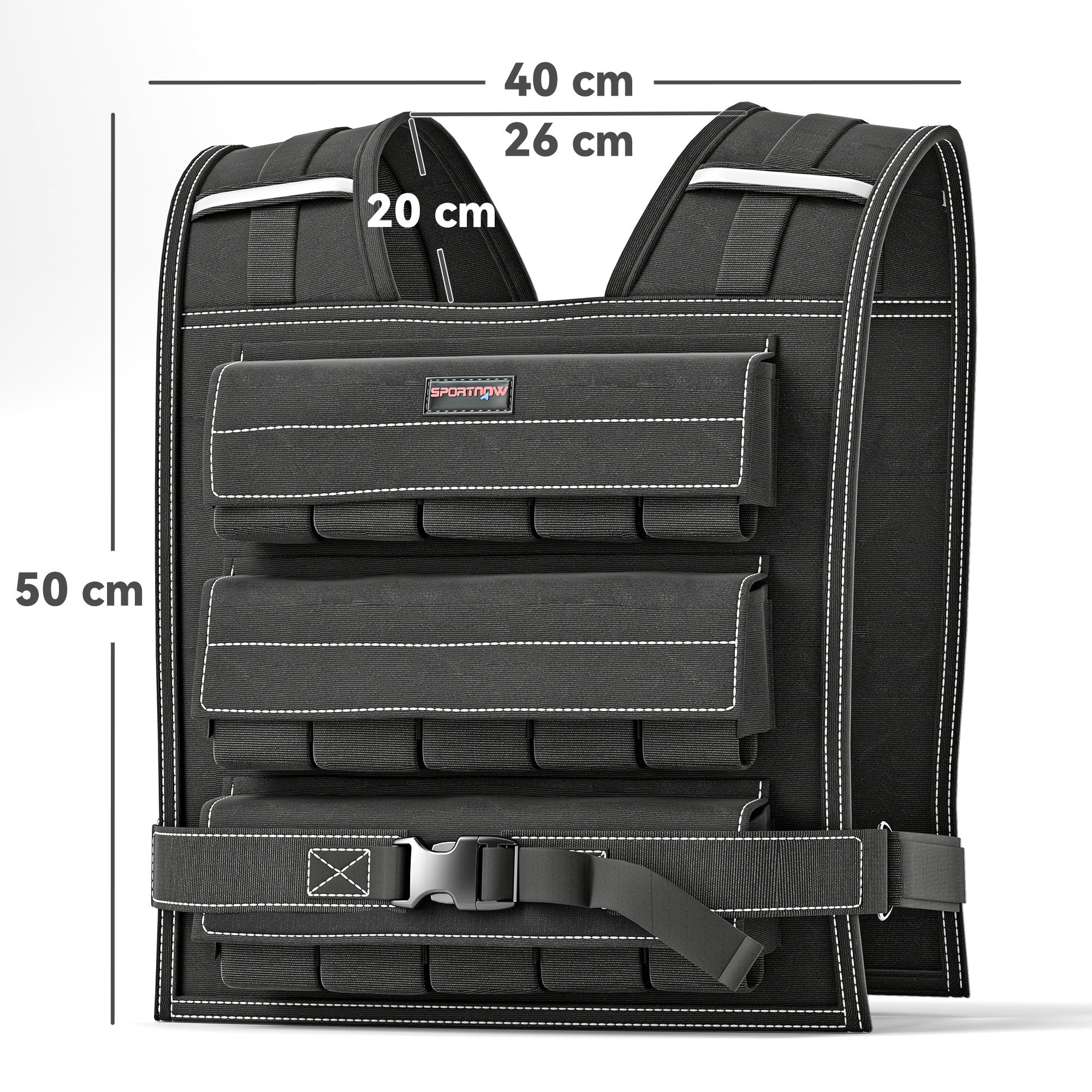 SPORTNOW 15 KG Weighted Vest Adjustable Training Vest with Removable Weights Reflective Stripes Running Vest for Men Women for Muscle Building Strength Training, Running, Fitness, Cross Training