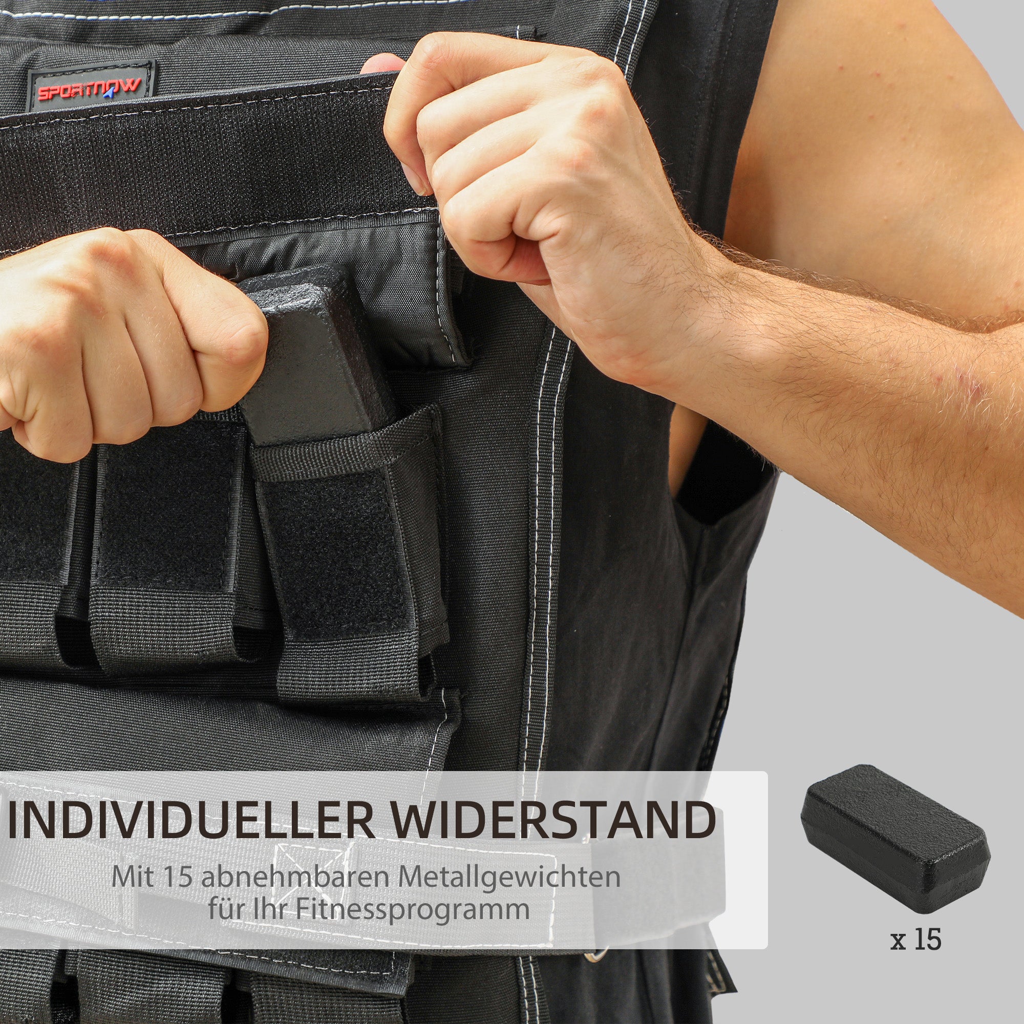 SPORTNOW 15 KG Weighted Vest Adjustable Training Vest with Removable Weights Reflective Stripes Running Vest for Men Women for Muscle Building Strength Training, Running, Fitness, Cross Training