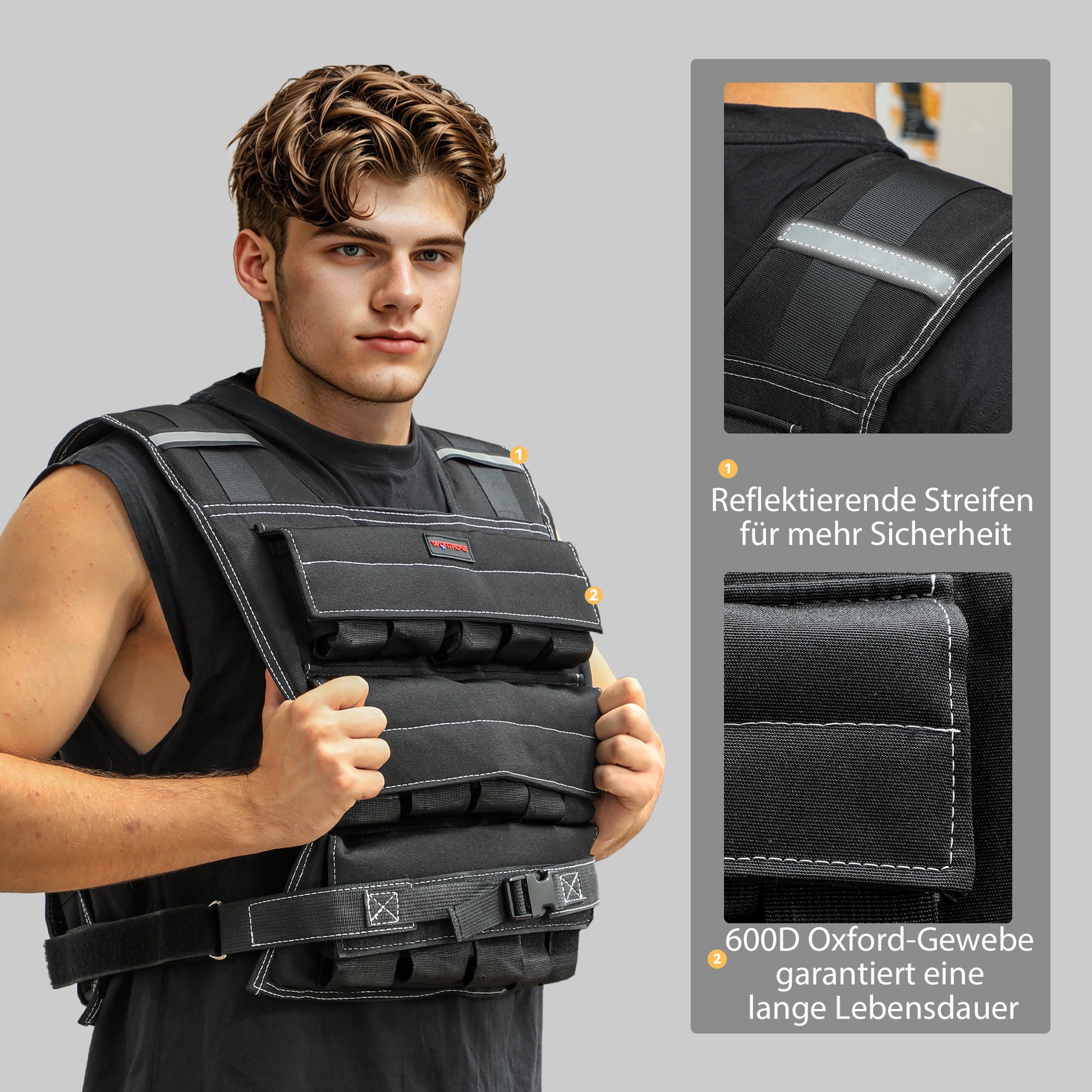 SPORTNOW 15 KG Weighted Vest Adjustable Training Vest with Removable Weights Reflective Stripes Running Vest for Men Women for Muscle Building Strength Training, Running, Fitness, Cross Training