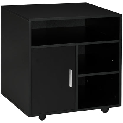 Printer Stand Organizer Office Cabinet with 3 Shelves + Large Top Shelf Particle Boards Black