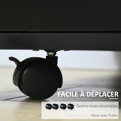 Printer Stand Organizer Office Cabinet with 3 Shelves + Large Top Shelf Particle Boards Black