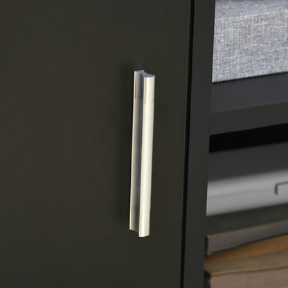 Printer Stand Organizer Office Cabinet with 3 Shelves + Large Top Shelf Particle Boards Black