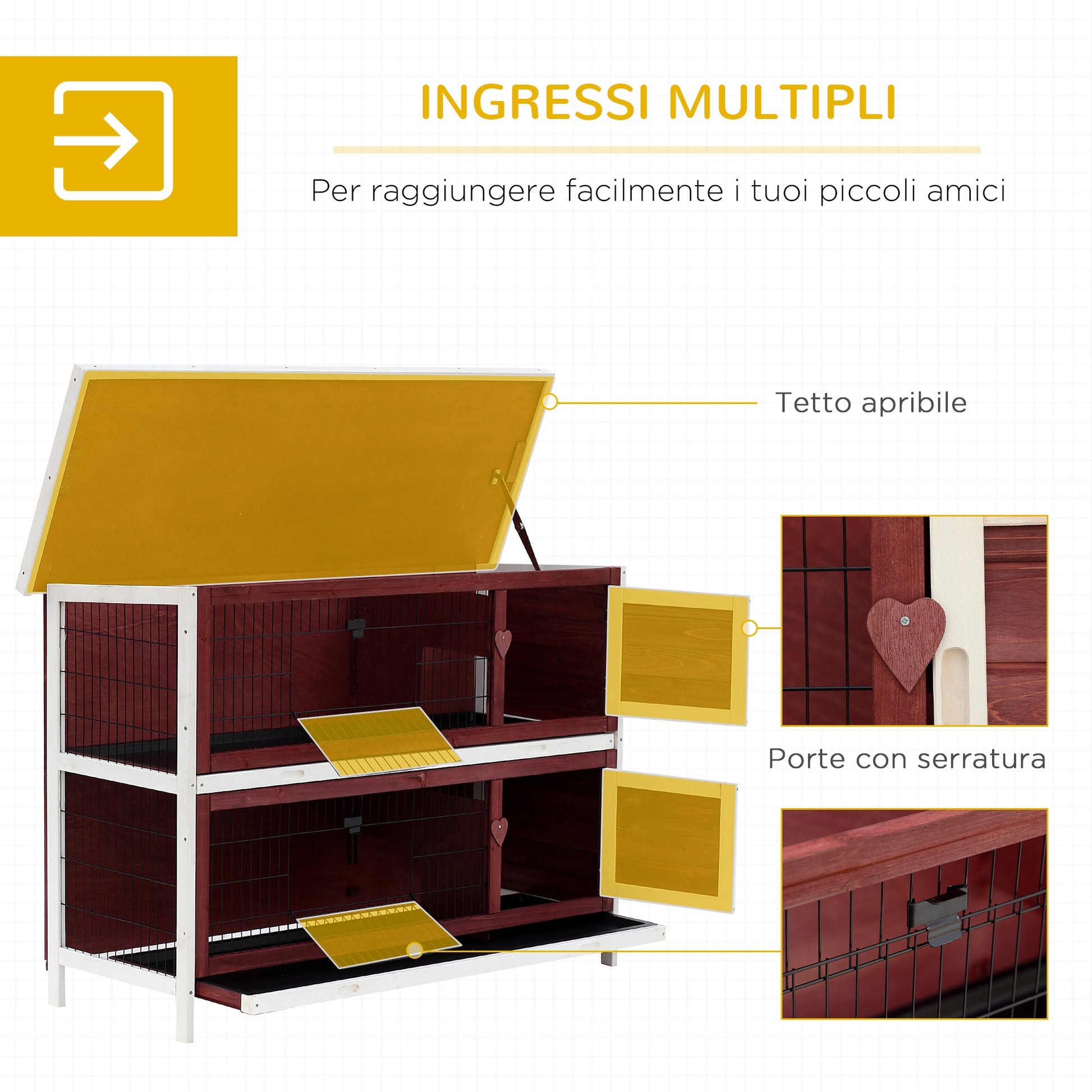 Outdoor Rabbit Hutch, Guinea Pig and Rodent Hutch 136.4x50x93cm Waterproof Brown