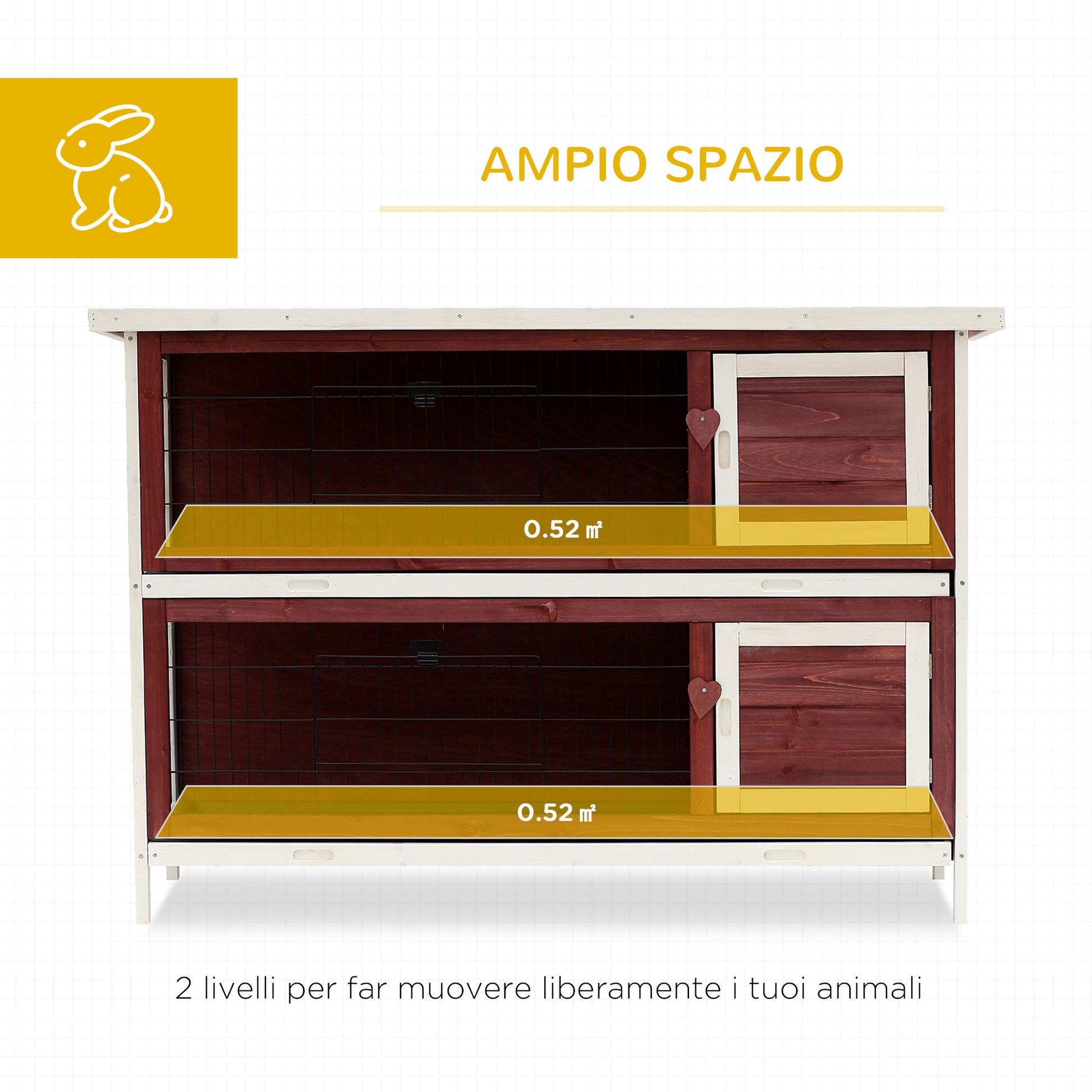 Outdoor Rabbit Hutch, Guinea Pig and Rodent Hutch 136.4x50x93cm Waterproof Brown