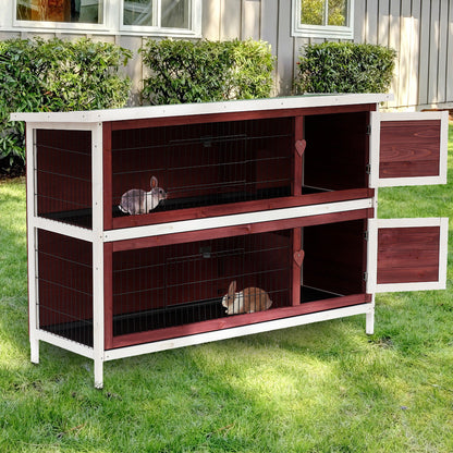 Outdoor Rabbit Hutch, Guinea Pig and Rodent Hutch 136.4x50x93cm Waterproof Brown