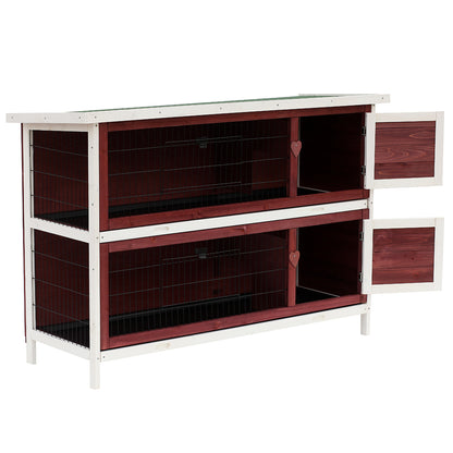 Outdoor Rabbit Hutch, Guinea Pig and Rodent Hutch 136.4x50x93cm Waterproof Brown