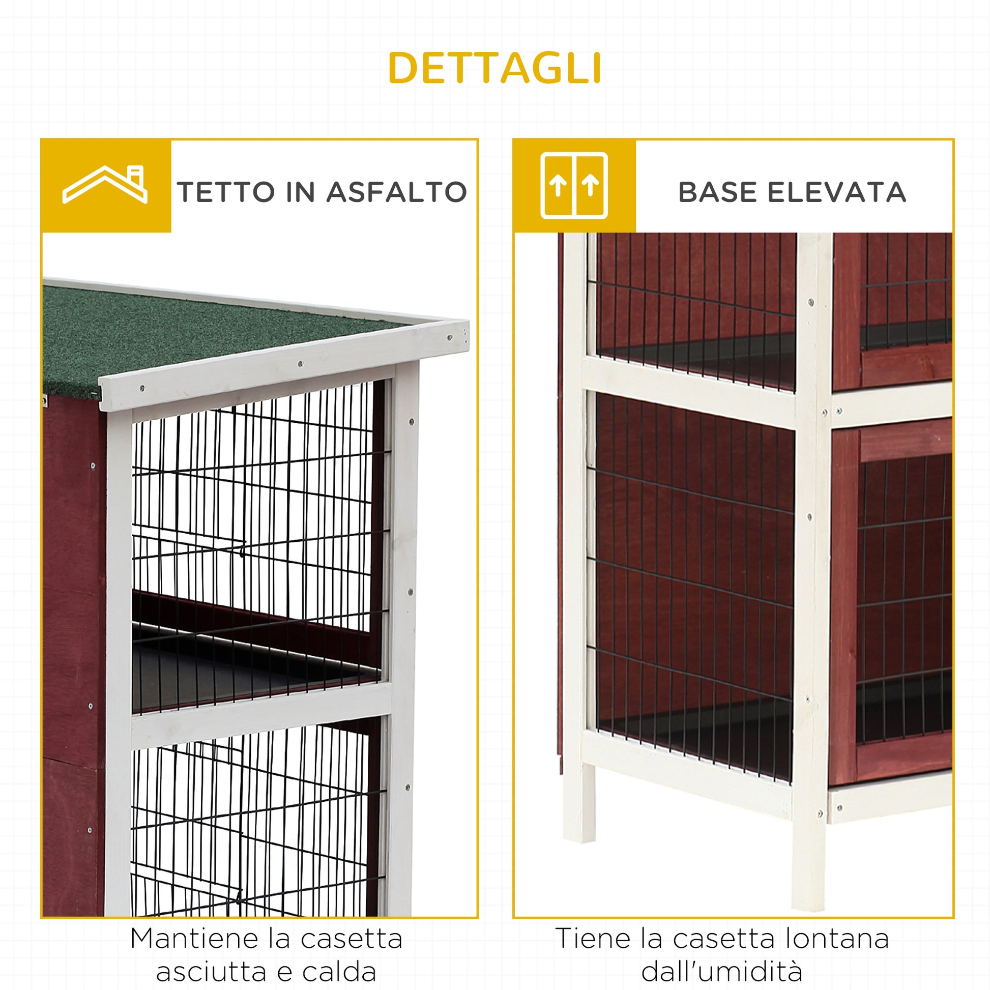 Outdoor Rabbit Hutch, Guinea Pig and Rodent Hutch 136.4x50x93cm Waterproof Brown