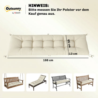 Removable Pallet Seat Cushion with Straps for Most Loungers, 78 x 25.6 x 5.1 in (198 x 65 x 13 cm), Beige