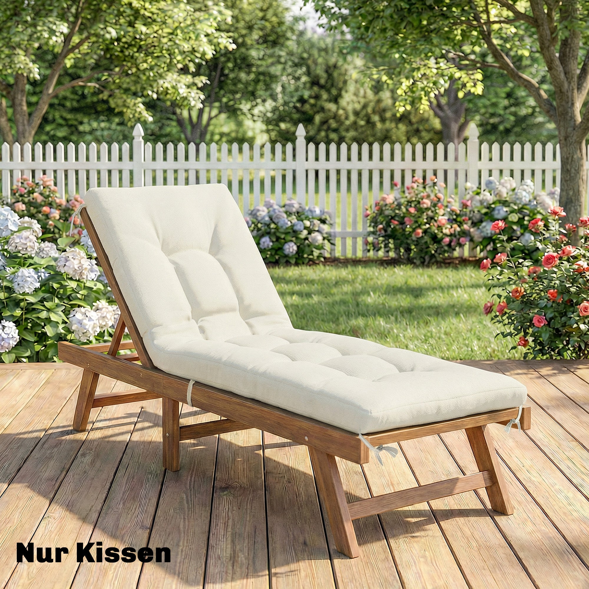Removable Pallet Seat Cushion with Straps for Most Loungers, 78 x 25.6 x 5.1 in (198 x 65 x 13 cm), Beige