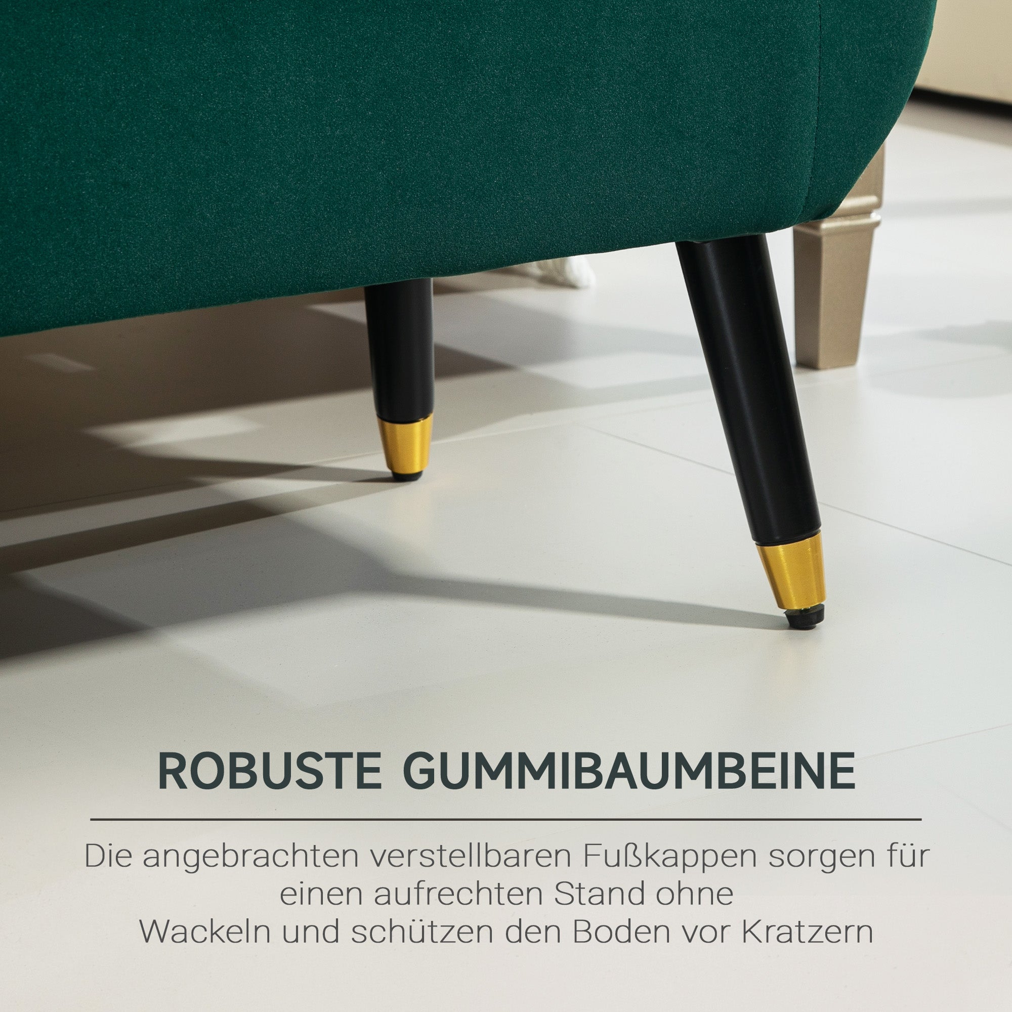 Storage Bench with Armrests Velvet Upholstered Bench with Wooden Legs, Storage Chest for Living Room Bedroom Hallway 107 x 42 x 65 cm, Green