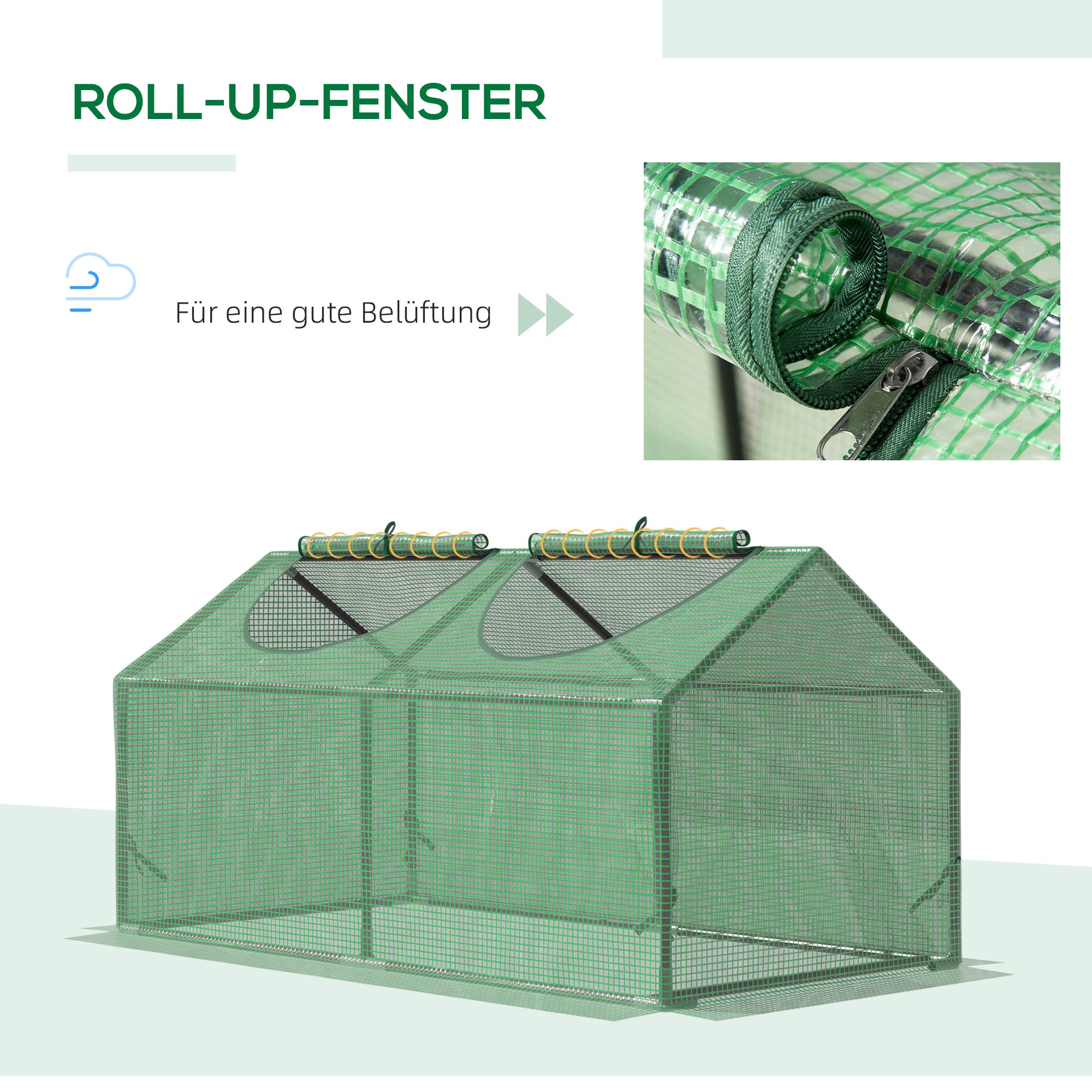 Polyethylene Greenhouse with Window PE Greenhouse Tomato House Cold Frame 120 x 60 x 60 cm Green