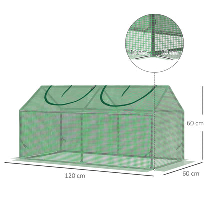 Polyethylene Greenhouse with Window PE Greenhouse Tomato House Cold Frame 120 x 60 x 60 cm Green