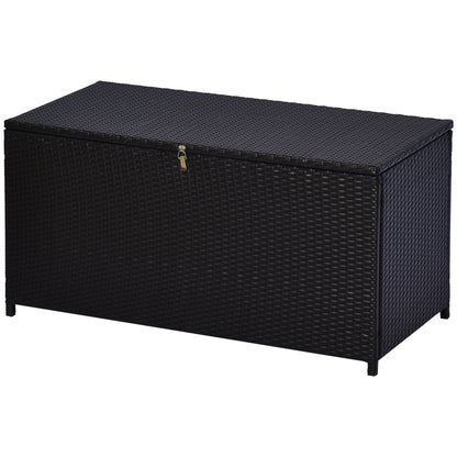 Resin Wicker Storage Trunk Chest 118L x 54W x 59H cm Dark Coffee Rattan Imitation