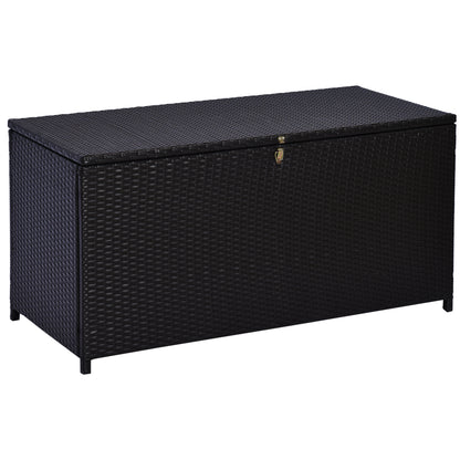 Resin Wicker Storage Trunk Chest 118L x 54W x 59H cm Dark Coffee Rattan Imitation