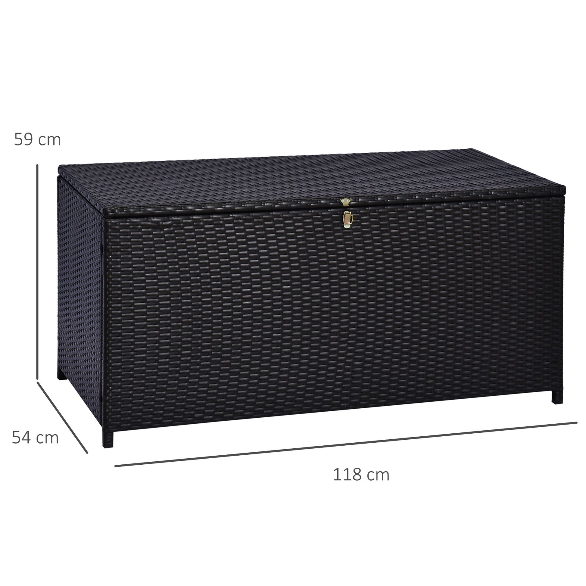 Resin Wicker Storage Trunk Chest 118L x 54W x 59H cm Dark Coffee Rattan Imitation