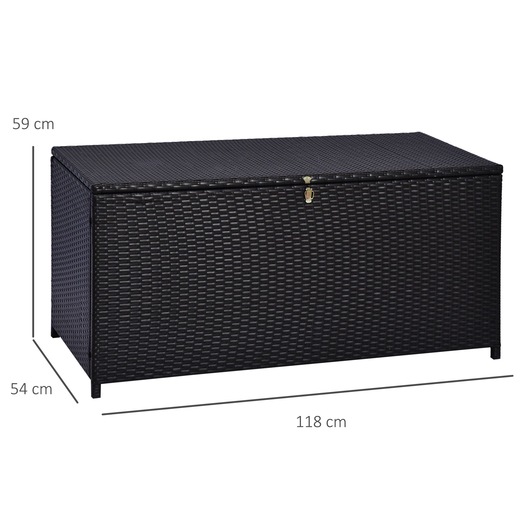 Resin Wicker Storage Trunk Chest 118L x 54W x 59H cm Dark Coffee Rattan Imitation