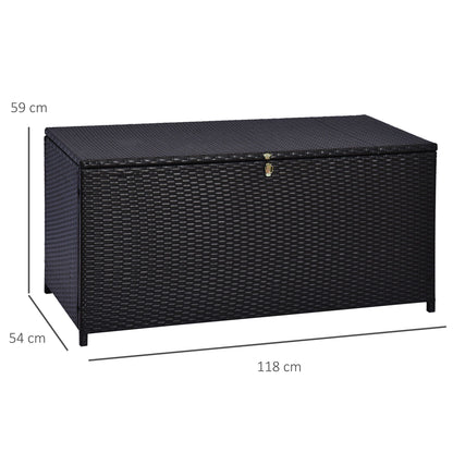 Resin Wicker Storage Trunk Chest 118L x 54W x 59H cm Dark Coffee Rattan Imitation