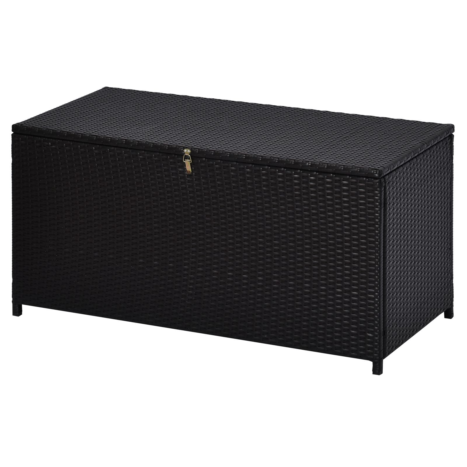Resin Wicker Storage Trunk Chest 118L x 54W x 59H cm Dark Coffee Rattan Imitation