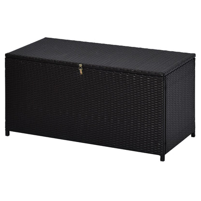 Resin Wicker Storage Trunk Chest 118L x 54W x 59H cm Dark Coffee Rattan Imitation