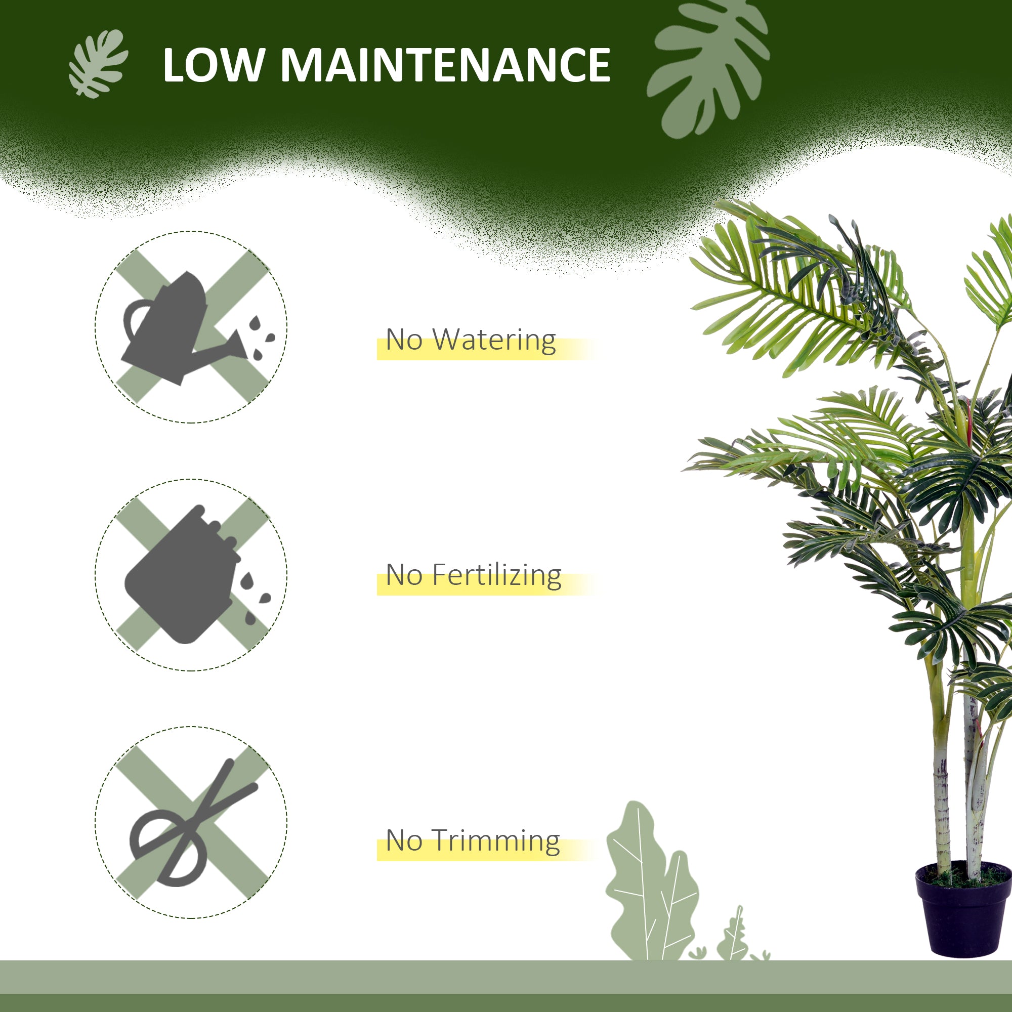 Artificial Palm Tree Large 150 cm, Artificial Plant, Artificial Palm, Plastic Artificial Plants in Pot, Fake Plant like real for Living Room Bedroom Office Garden Modern Decoration Gift